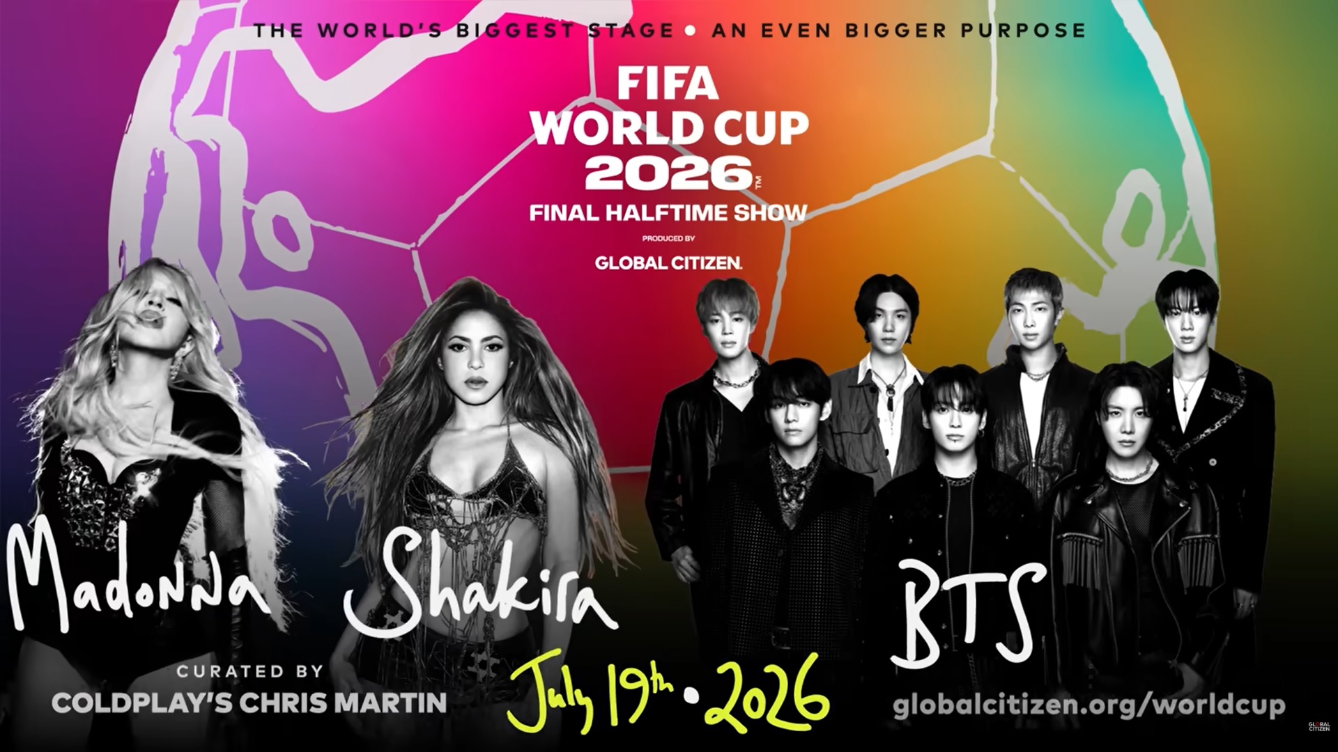 Madonna, Shakira & BTS to Headline FIFA World Cup 2026 Final Halftime Show