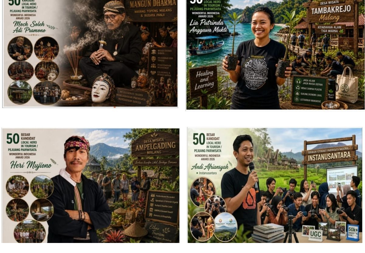 Four Malang Tourism Activists Enter Top 50 Local Hero in Tourism 2026